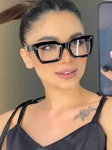 Women's Square Retro Fashion Glasses, Square Frame Eyewear, Anti-Blue Light, Metal Hinges, Casual Luxury Style, Perfect for Daily Commuting & School, Square Frame Eyeglasses