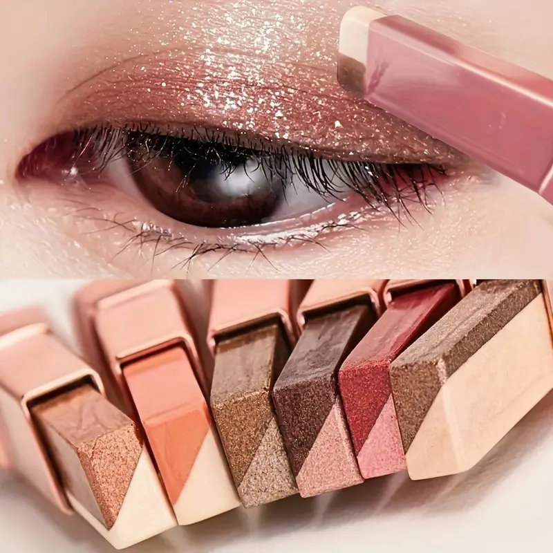 6-Piece Push-Pull Travel Color Stick Eyeshadow Set, Cream Gradient Ombré Eye Pen, High Pigment, Waterproof, Smudge-Proof, Long-Lasting, Shimmer-Matte Highlighter Duo, Non-Toxic, Beginner-Friendly, Quick-Application Portable Daily Beauty Gift Cosmetic