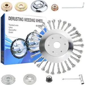 10 Inch Steel Wire Trimmer Head, Unbreakable Wired Trimmer Yard Patio Wire Weed Eater Head Trimmer Head Replacement with 2 Pack of Adapters kit for Weed Wacker