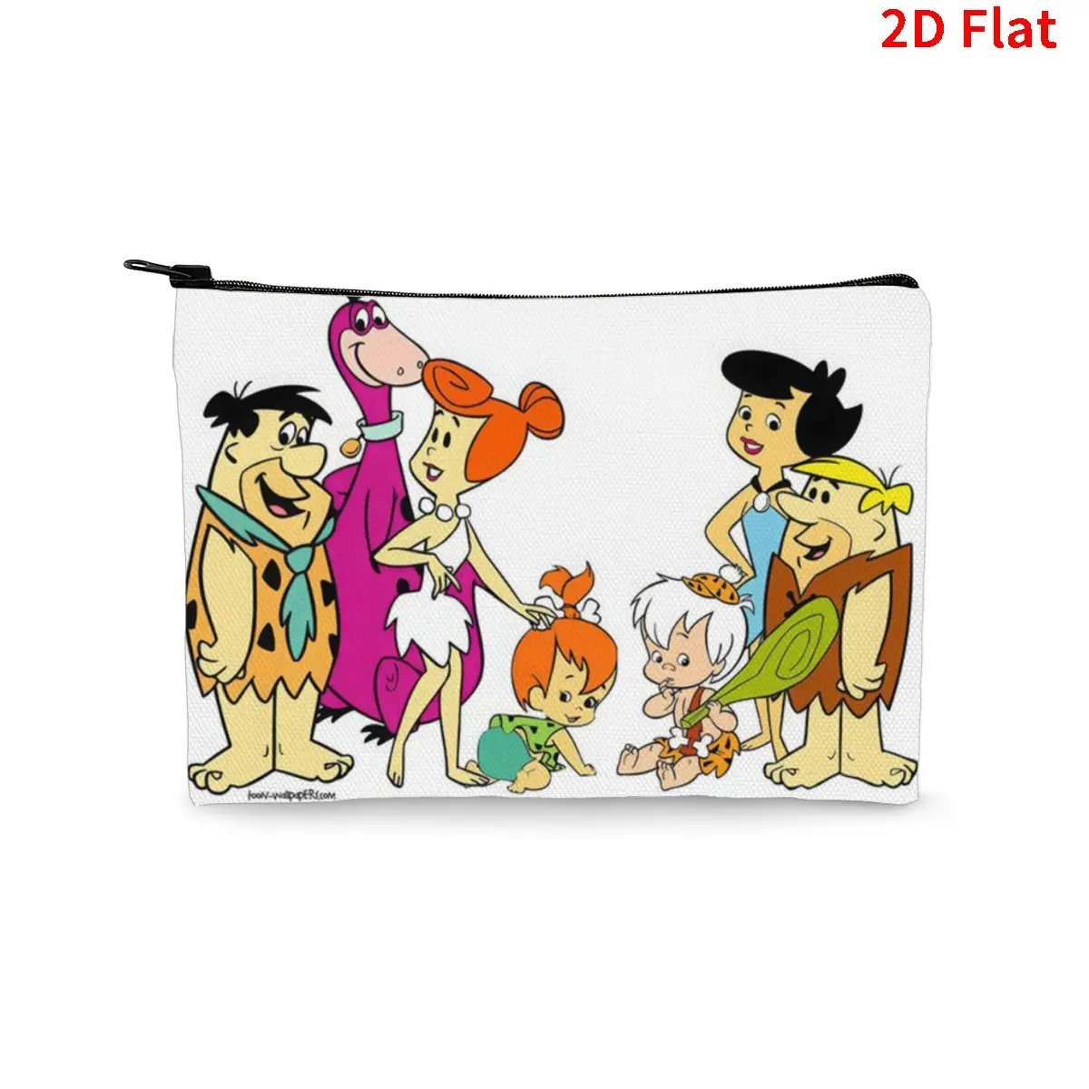 Vintage The Flintstones Character Print Cosmetic Bag - Cute Cartoon - Inspired Travel Toiletry Pouch with Zipper Closure for Makeup, Accessories & Daily Organizing