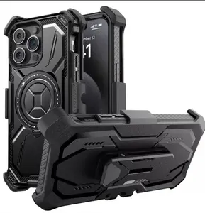 For iPhone 16 Pro Max 15 14 13 12 11 Heavy Duty Defender Case Belt Clip Holster.