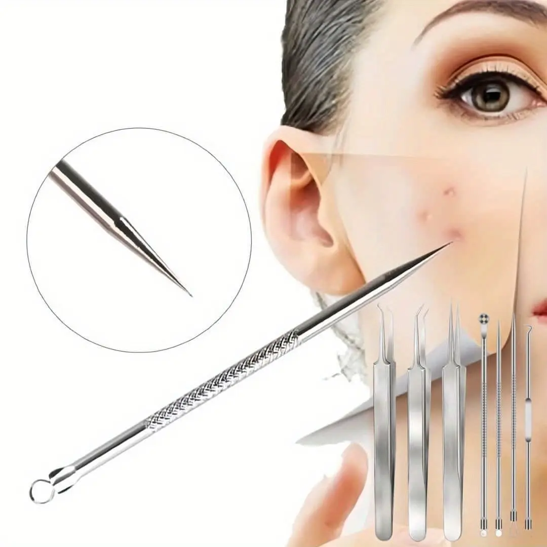 Facial Blackhead Remover Tweezers, Salon Grade Deep Pore Cleansing Skincare Tool, Acne Treatment Kit, Stainless Steel Blackhead Removal