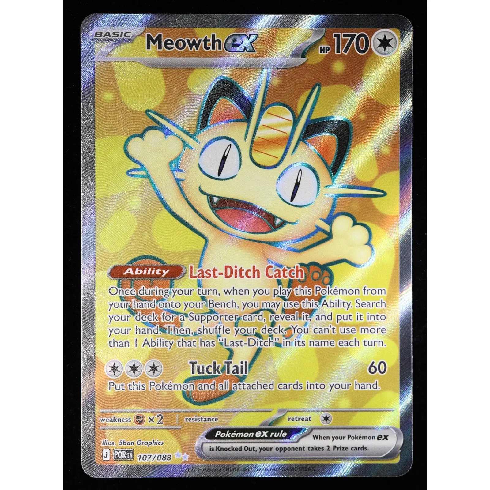 Meowth ex #107/088 Perfect Order Ultra Rare Pokemon Card Near Mint