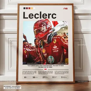 Charles Leclerc Poster, Ferrari F1 Star, Formula 1 Print, Motorsport Grand Prix Wall Art, Scuderia Ferrari Decor, Leclerc Racing Art