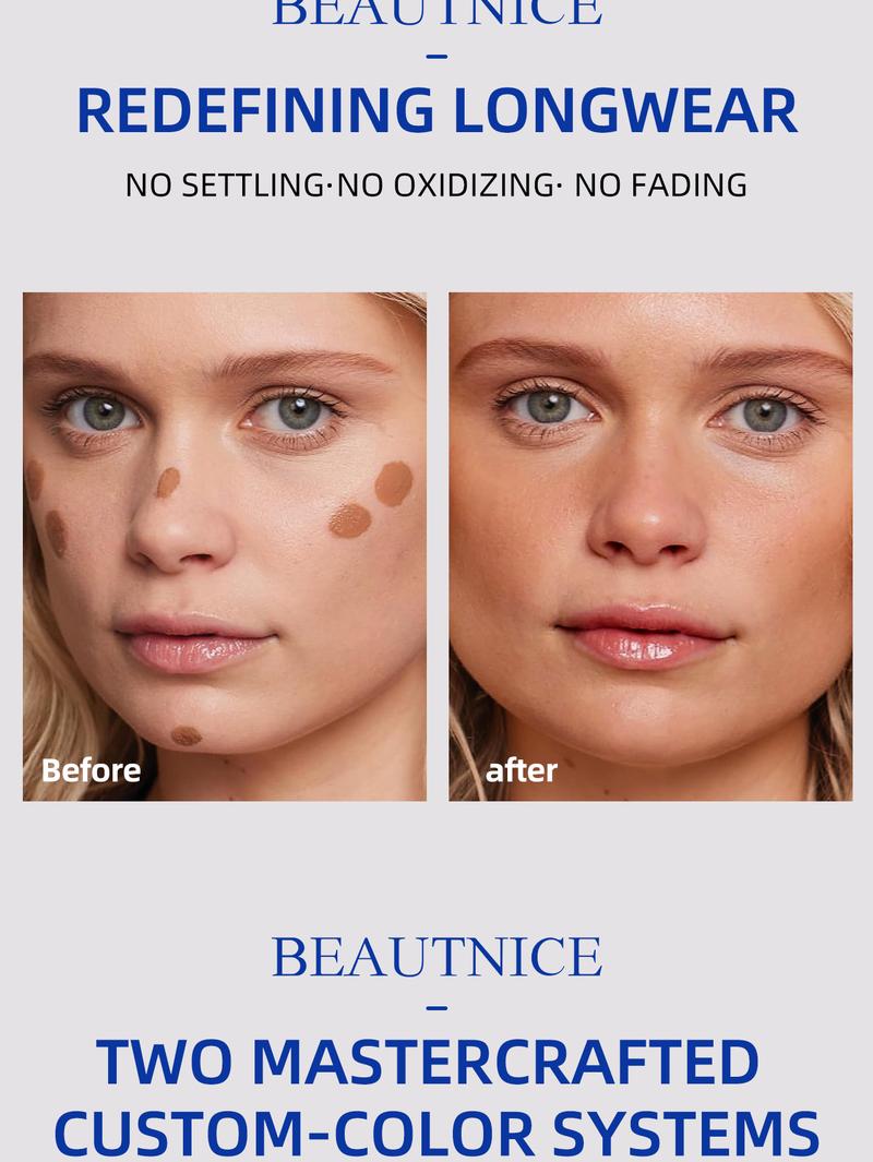 BEAUTNICE Long Wear Light Foundation, Available in Shades 01 and 02, 30ml, Long-Lasting Formula for a Flawless All-Day Look