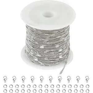 10M Stainless Steel Chain for  Making Thin Curb  Chains for Necklace Bracelet Making Supply  Findings