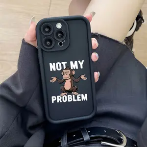 "Not My Problem" Monkey Design TPU Smartphone Case - Creative Grooved Layered Shockproof Casing, Protective Accessory for iPhone X/XS/XS Max/11/12/12 Mini/13/13 Mini/14/15/16/16E/17, Holiday Gift for Friends, Accessories