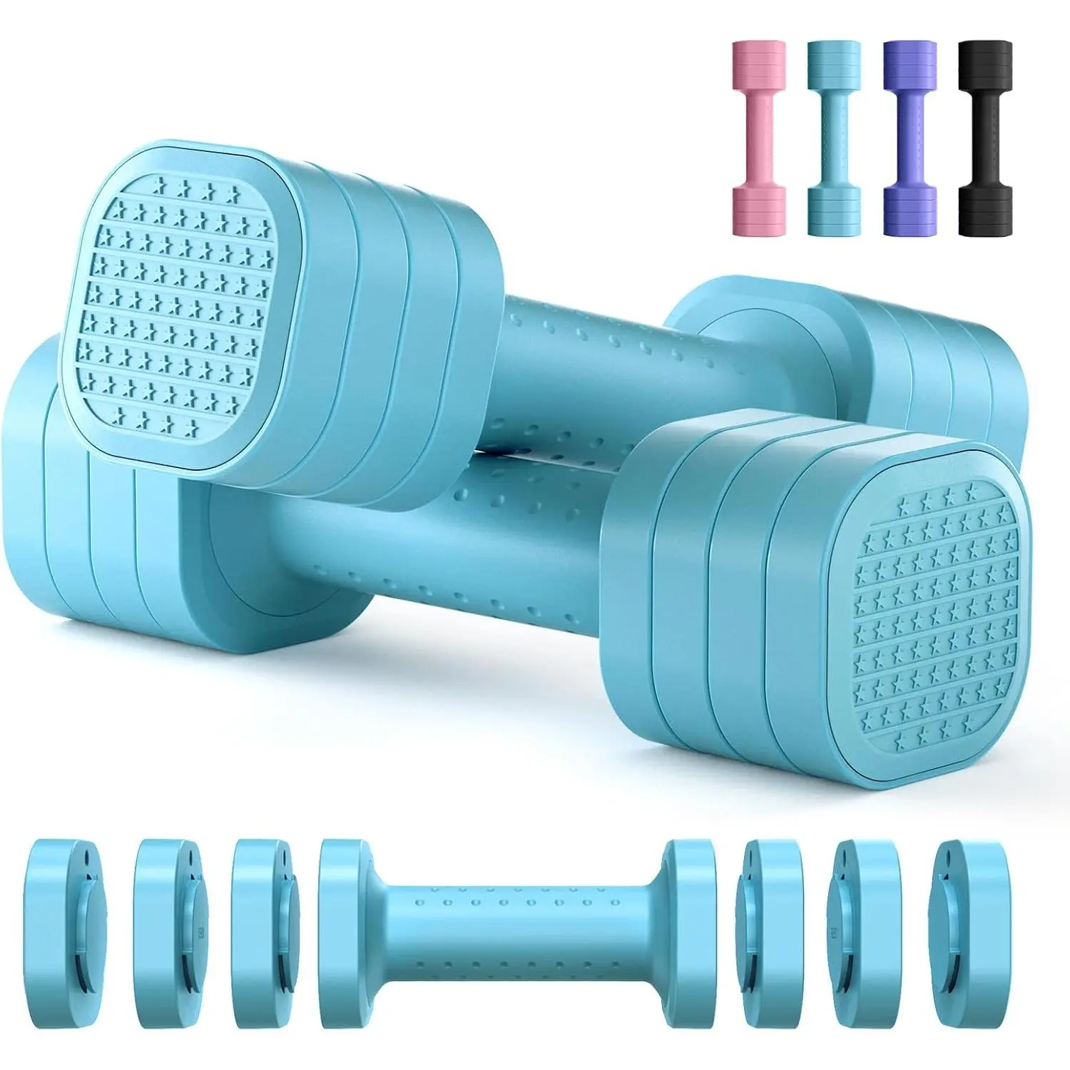 Women's 2-Piece 4-in-1 Adjustable Dumbbell Set with TPU Soft Rubber Handles, 2-5 lbs Weight Options for Home Gym Training, 2 Lbs
