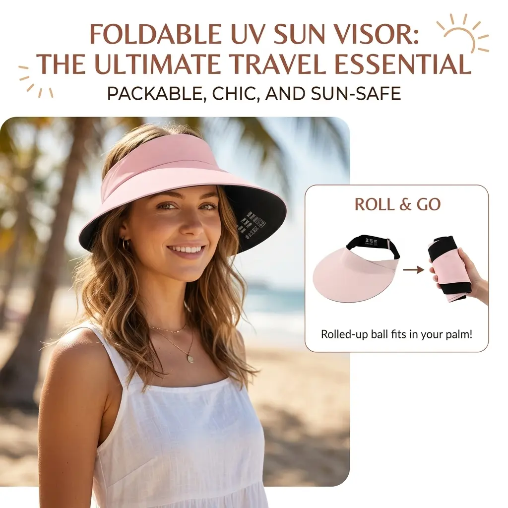 Women's UPF 50+ Adjustable Quick-Drying Sun Visor Hat with Ponytail Hole, Wide Brim UV Protection Female Beach Hat, 1 Size Fits Most for Golf Hiking, Holiday Gift