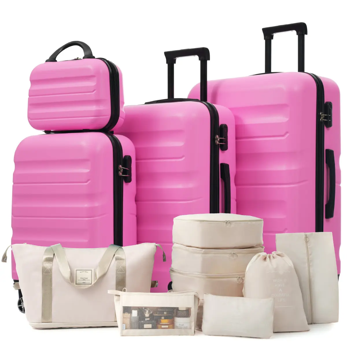 Luggage Set 13 Piece, TSA Lock- Lightweight & Durable Hardshell ABS Suitcases with 8 Silent Spinner Wheels, Durable and Lightweight Travel Luggage for Family Trips