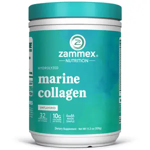 Zammex Marine Collagen Peptides Powder 11.3oz, Hydrolyzed Unflavoured Beauty Collagen I&IlI From Wild Caught Fish, Dietary Women Supplement