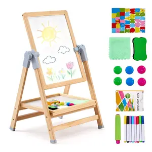 VEVOR Art Easel for Kids, 2-in-1 Double-Sided Kid's Art Easel with Magnetic Whiteboard Chalkboard, Adjustable Standing Rotatable Removable Drawing Board with Painting Accessories for Boys and GirlsVEVOR Super Brand Day