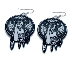 The Cernuous lady creature with horns dangle earrings set. Unisex dangle earrings set