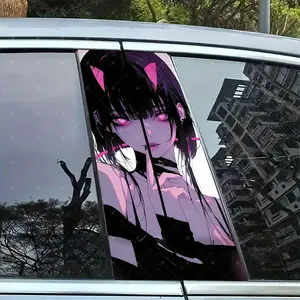 Anime Girl Car B-Pillar Protection Sticker, Car Decorative Sticker, Car Decals, Car Stickers, Vehicle Decoration, Easy Peel & Stick, Sunproof Waterproof Scratch-Resistant, Fits All Cars, Car Exterior Decoration