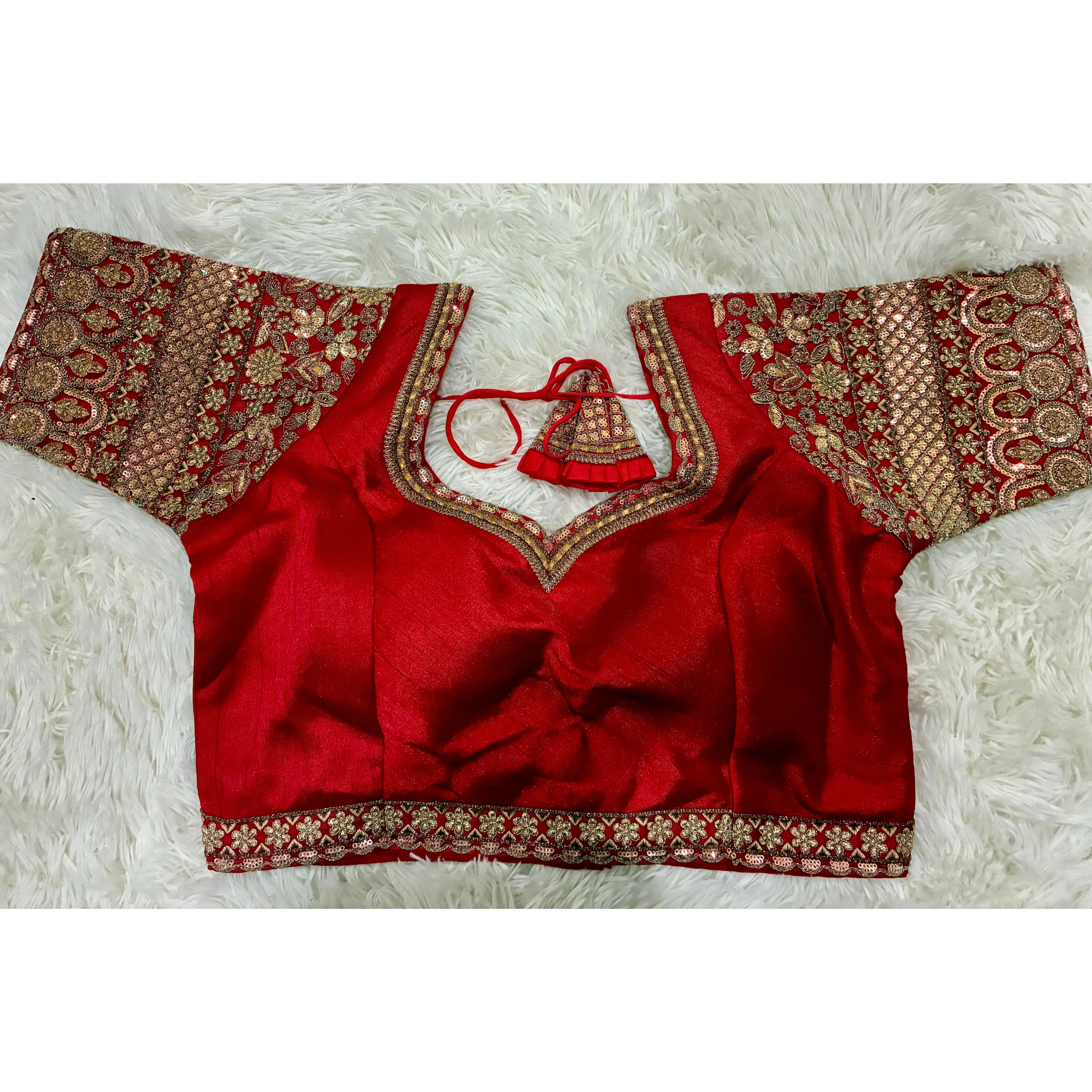 Bridal Designer Blouse in Pure Italian Silk with Heavy Coding & Jari Thread Embroidery, Heavily Padded with Elegant Latkans, Elegance, Tops, Cotton, Dark Purple, Designer Piece, Shirts, Heavy Padding, Chic