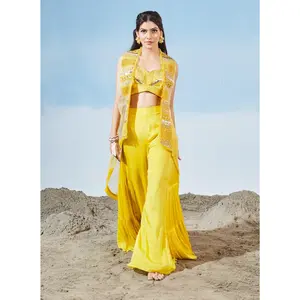 Gold coast yellow cape and flared pant set