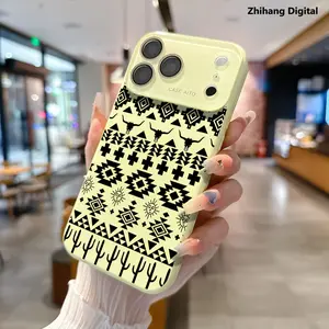 Western Cowboy Tribal Geometric Style Aztec Pattern Dopamine Ins Style Solid Color Phone Case with Ultra Skin friendly Touch, camera lens protective film Case for Apple iPhone 17 Pro Max Air 16 15 14 13 12 Anti-drop Silicone Shockproof Cellphone Cover
