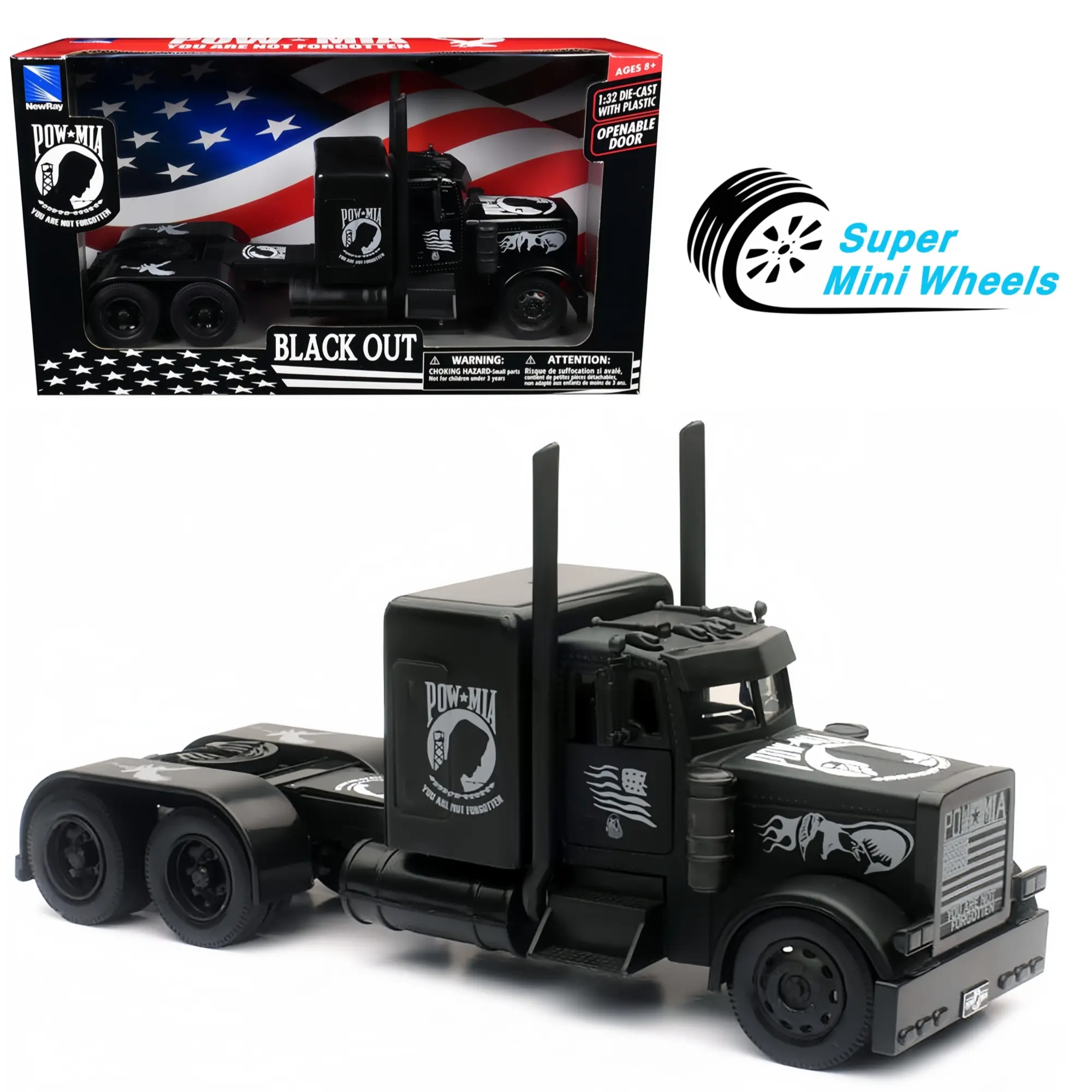 New Ray 1:32 Peterbilt Custom Black Out “POW MIA You Are Not Forgotten” SS-11643