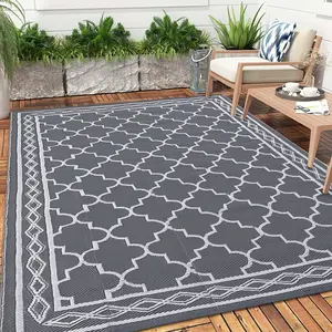 Waterproof Outdoor Rug Bohemia Reversible Plastic Straw Mat for Patio RV Deck Porch Backyard Balcony Camping Picnic Beach Indoor Outdoor Carpet