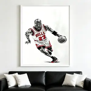 Michael Jordan #23 Chicago Bulls Basketball Wall Art Print, Black and White Sketch Style Canvas, Sports Legends Home Decor, Perfect for Bedroom, Living Room, Man Cave, Office, Basketball Fan Gift