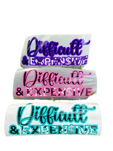 Stylish Car Merch Difficult & Expen$ive Decal with Cowprint or checkered Print High-Quality Neon Material Easy Application Vehicle Exterior Decoration Windshield Sticker