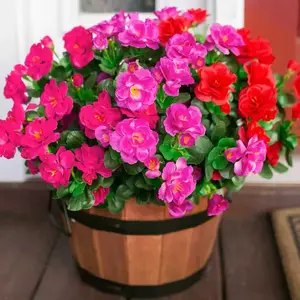 6pcs UV Resistant Artificial Camellia Flowers | Realistic Outdoor Decor for Porch, Patio, Balcony, Garden | Vibrant, Weatherproof, Low Maintenance | Fake Outdoor Flowers