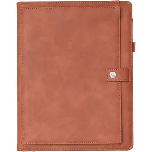 Faux Leather Padfolio, 12.13" x 9.45", Letter Size, Undated Professional Portfolio with Notepad, Business Organizer for Meetings and Office, Tan