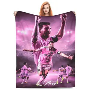 Messi Soccer Gift Fleece Throw Blanket, Anti-Pilling Flannel Soft Micro Blanket for Chair Bedroom Living Room Sofa Bed Outdoort.