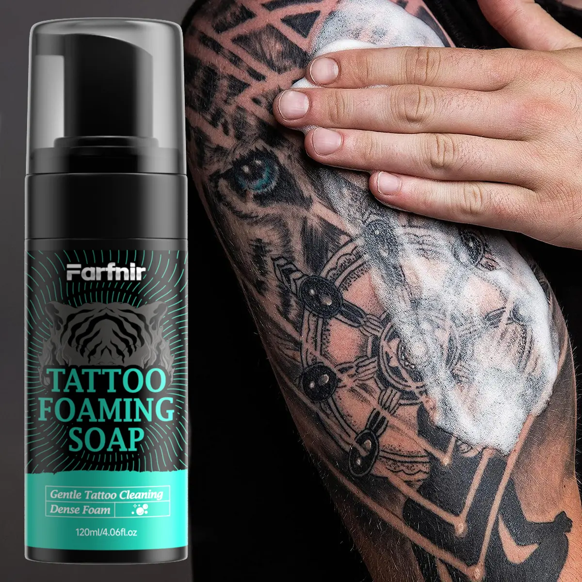 Tattoo Foaming Soap 120ml/4.06fl.oz 60ml/2.03fl.oz,Gentle Foaming Cleanser for Tattooed Skin,Refreshing Daily Body Wash with Soft Foam Texture,Easy Rinse Formula, Suitable for Tattoo Areas and Daily Personal Care Routine,Lightweight Skin Cleansing Care