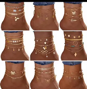 4pcs Elegant Faux Pearl Anklet Set