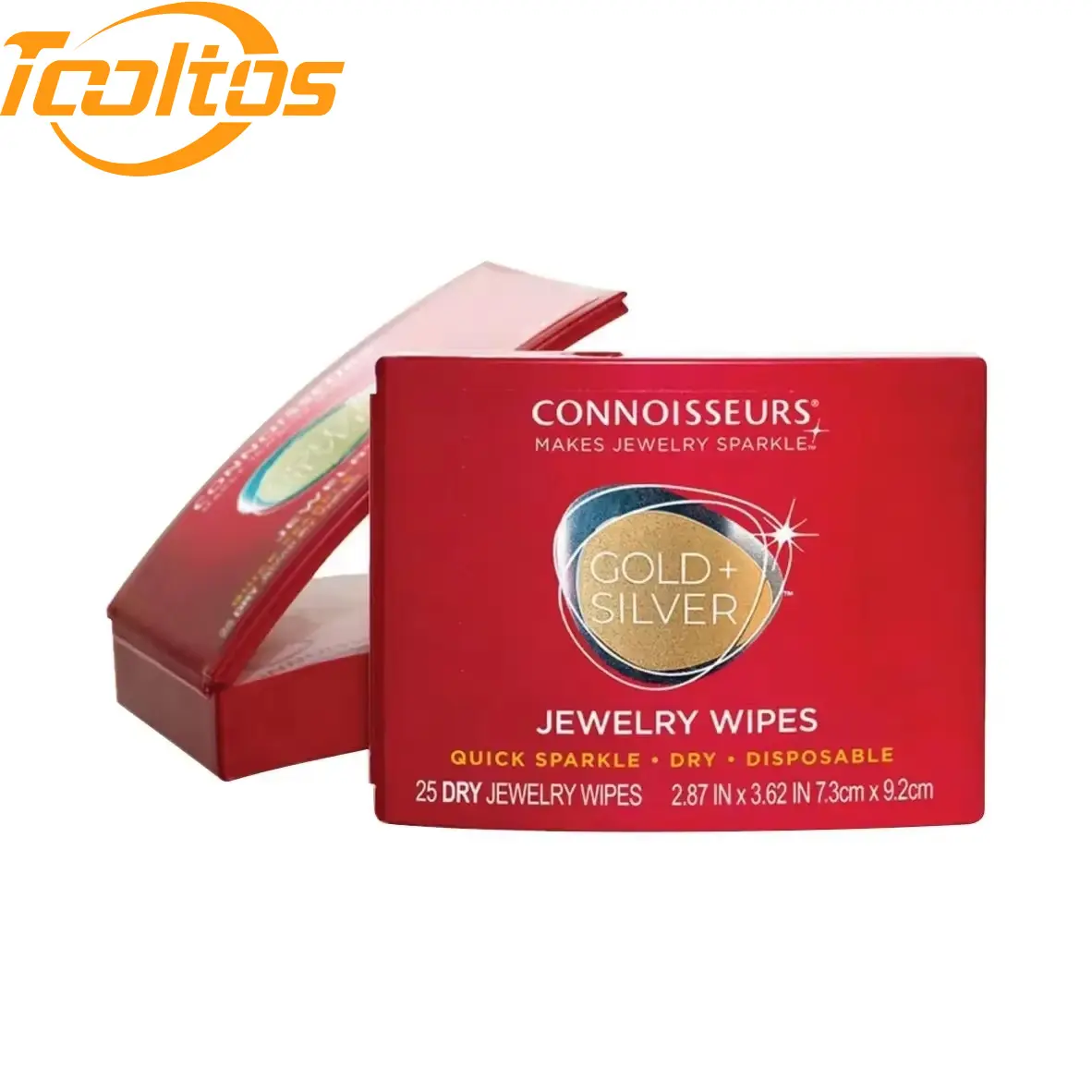 TOOLTOS Disposable Jewelry Cleaning Dry Wipes - 25 Soft Pieces with Anti-Rust Shield, 2.87 in x 3.62 in (7.3 cm x 9.2 cm), for Gold + Silver, Precious Metals, Bead Set Care (DIY Beading & Jewelry Making Supplies, Maintains Luster)