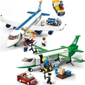 Creative City Airbus Cargo Aircraft Plane Building Blocks Air Ambulance Airplane Model Bricks Educational DIY Toys For Kids Boys
