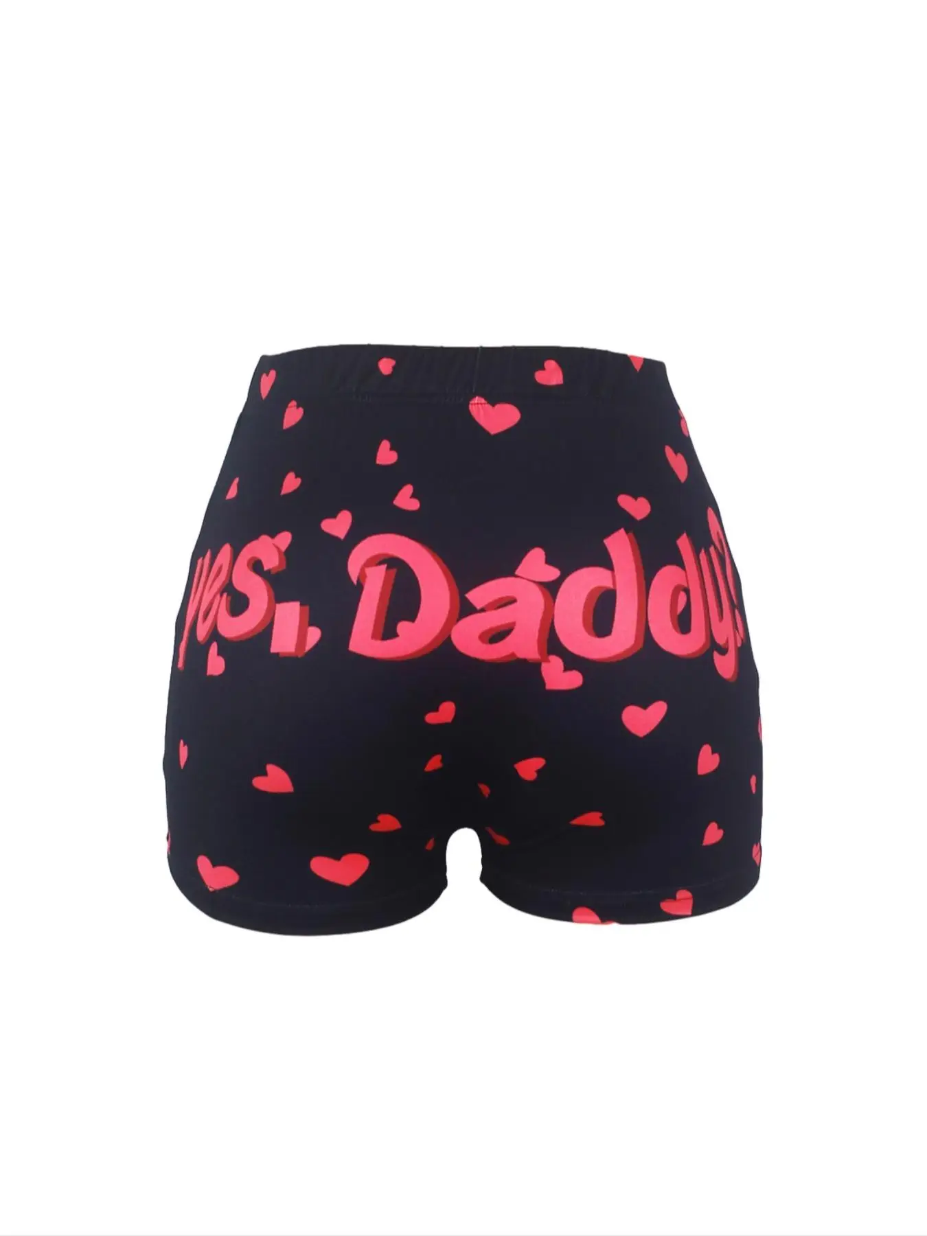 Women's Letter & Heart Print High Waist Shorts, Casual Comfy Breathable Skinny Shorts for Yoga Gym Workout, Ladies Bottoms for All Seasons