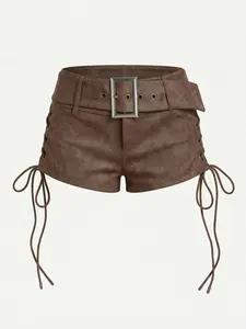 Women's Shorts Drawstring Grommet Eyelet Going Out Western Outfits Country Concerts Outfits