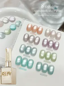 XEIJAYI 1Pc Autumn Winter Best Selling Nail Art Ultra-Shiny Transparent Glass Bead Series Cat Eye Gel 8 Colors Available Fashionable Salon Cat Eye Design Art Gel With Shiny Gloss Brilliant Cat Eye Effect Women's Nail Art Tools For DIY Gel Nail Art