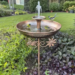 Outdoor Independent Bird Bath Bowl with Metal Stake, Detachable Decorative Feeder, Durable Iron Design for Garden Patio Lawn Use, Bird Supplies