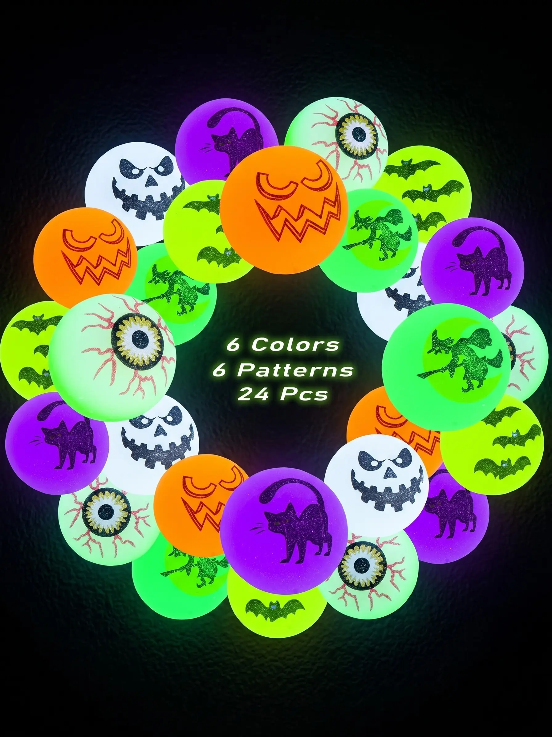 24 PackHalloween Bouncy Balls, Glow in The Dark Bouncing Balls Eyeballs for Halloween Party favors Decorations, Halloween goodie bag fillers, Trick or Treating School Classroom Game Prizes