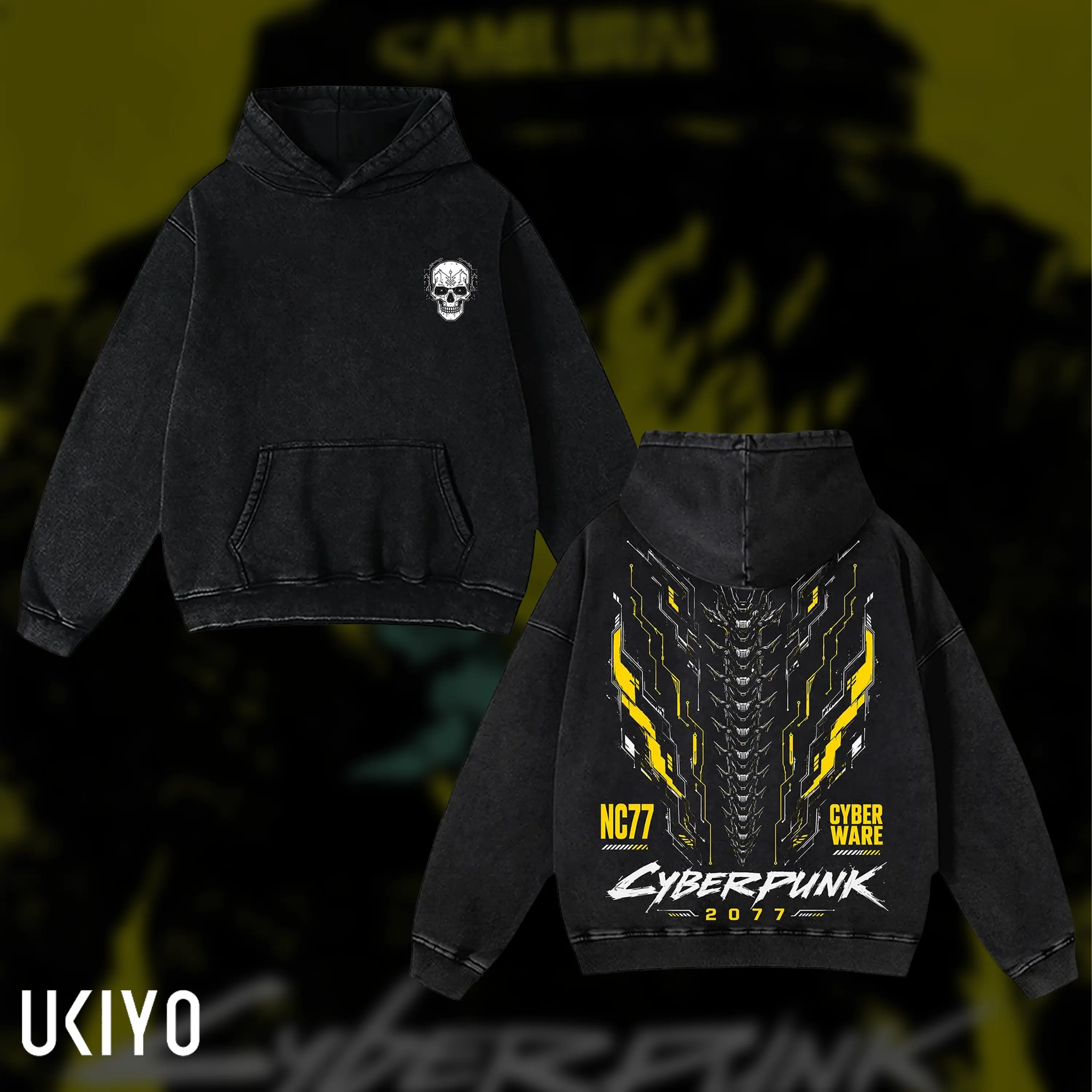Cyberpunk 2077 Anime Double Printed Vintage Washed Hoodie Unisex Oversize Anime Manga Washed Heavyweight Cotton Hoodie, Gift For Anime Fan, Anime Lover, Trending 2026