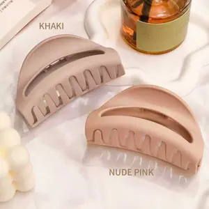 Custom Hair Clips, Unbreakable SOFT Flexible Cloud Hair Claw Clips for Ladies - Bendable Unbreakable Crescent Shape Non-Slip Silicone Snag-Free Scalp-Friendly Hair Clip for Thick or Thin Hair Strong Hold All-Day Comfort Khaki & Nude Pink
