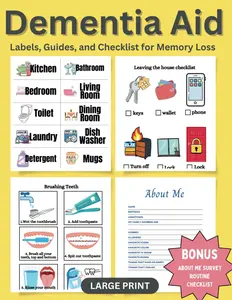 Dementia Aid Labels, Guides, and Checklist for Memory Loss: Alzheimers Seniors Speech Therapy and Nonverbal Communication Tools