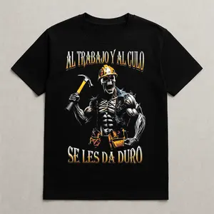 Al Trabajo Y Al Culo Se Les Da Duro Funny Esqueleto Gym Skeleton T‑Shirt - Diverse Fashion Choices - One Style Fits All - From Small to Extra Large