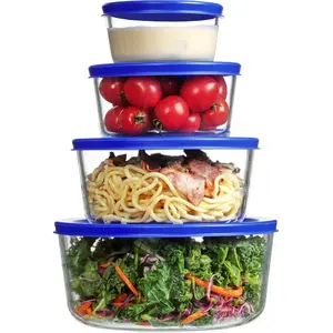 4 pack Glass Bowls with Lids (1, 2, 4, 7 Cup), Food Storage Containers, Meal Prep and Leftovers Keeper, Lunch Container, Microwave, Dishwasher & Freezer Safe