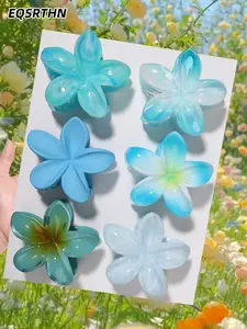 6Pcs Colorful Flower Hair Clips Set 🌺 Trendy Pastel Marble & Solid Matte Plumeria Claw Clips | Cute Floral Hair Accessories for Girls and Women | Strong Hold Non-Slip Hair Jaw Clips for All Hair Types | Aesthetic Gift for Her 2026