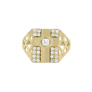 Cross CZ Ring - 10K Yellow Gold