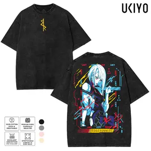 Retro Limited Edgerunners Neoncore Lucy Unisex Acid Washed Lightweight Cotton T-Shirt, Cyberpunk 2077 Edge Runner Shirt, Fabric Top tee graphic game