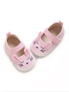 Cute Cat Embroidered Design Baby's First Walkers Flat Shoes, Casual Comfortable Non-slip Soft Sole Shoes for Infant Toddler Kids, Newborn Baby Shoes, Baby Walking Shoes