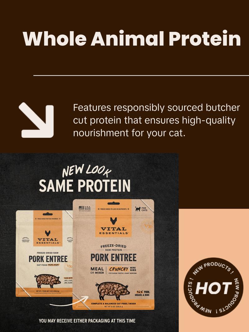 Vital Essentials Freeze-Dried Raw Pork Entree Cat Food Mini Nibs