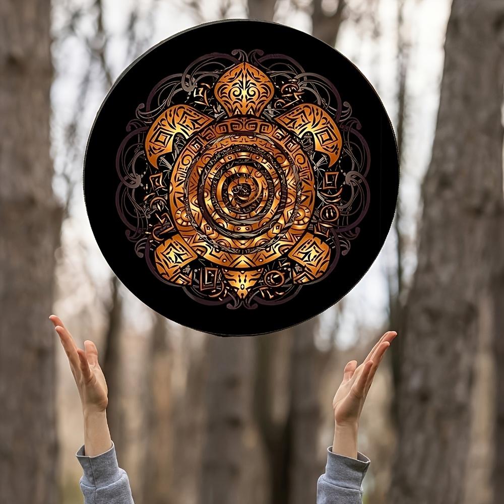 Mandala Frame Drum with Protective Shell & Wall Art Black Nylon Shamanic Drum for Sound Healing Spiritual Music and Meditation Durable Mandala Pattern Drums