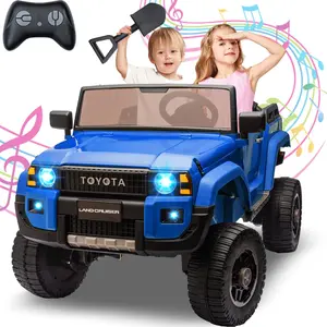 24V Kids Ride-On Car - 2-Seater Electric Off-Road Truck with Remote Control | 4WD/2WD Switchable | Bluetooth Music,LED Lights & Working Shovel for Kids Over 3 Years,Blue