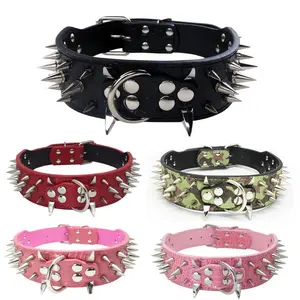 Pet dog collar spikes rivets dog collar pet supplies medium and large anti-bite decorative PU neck ring